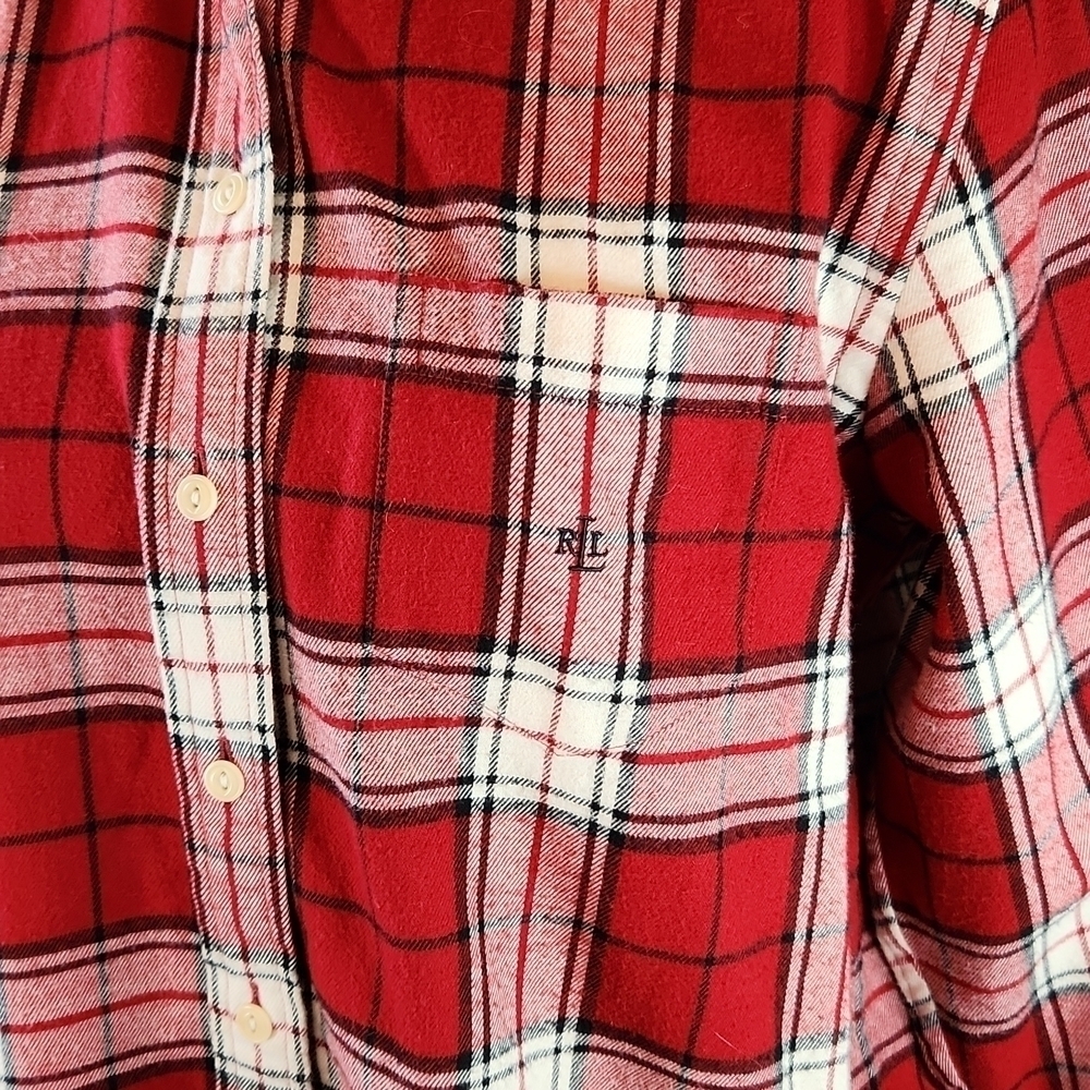 Lauren Ralph Lauren women's flannel button down shirt - Picture 2 of 6